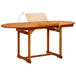 Berkfield Garden Dining Table (120-170)X80X75 Cm Solid Acacia Wood - thumbnail 3