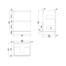 Affine Bathroom Cloakroom Vanity Unit Wash Countertop Basin Storage Grey 600mm - thumbnail 6
