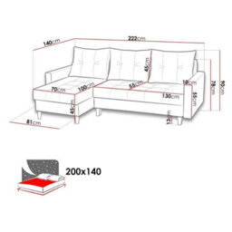 Bodo Corner Sofa Bed With Sleep Function 2 Bedding Storage Compartments Pull Out Comfortable Living Room Sofa Black - thumbnail 5