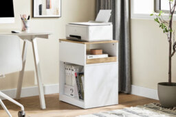 Sobuy Ask08-Nw, Home Office File Cabinet Printer Stand Storage Cabinet On Wheels Side Table End Table,w40Xd50Xh65 - thumbnail 2