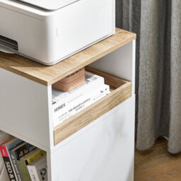 Sobuy Ask08-Nw, Home Office File Cabinet Printer Stand Storage Cabinet On Wheels Side Table End Table,w40Xd50Xh65 - thumbnail 6