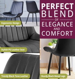 Hallowood Furniture Cullompton Small Round Dining Table (90Cm) With 2 Black Bonded Leather Chairs - thumbnail 5