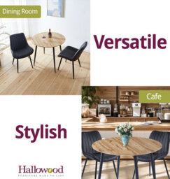 Hallowood Furniture Cullompton Small Round Dining Table (90Cm) With 2 Black Bonded Leather Chairs - thumbnail 6