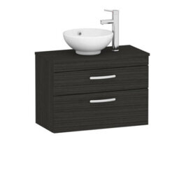 Royal Bathrooms 800mm Wall Hung Vanity Unit 2 Drawer Hale Black & Breeze Countertop Basin - thumbnail 4