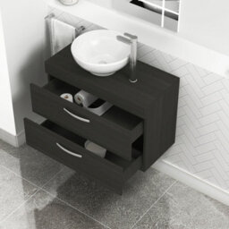 Royal Bathrooms 800mm Wall Hung Vanity Unit 2 Drawer Hale Black & Breeze Countertop Basin - thumbnail 3
