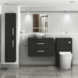 Royal Bathrooms 800mm Wall Hung Vanity Unit 2 Drawer Hale Black & Breeze Countertop Basin - thumbnail 2