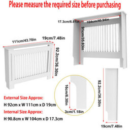 Fativo Vertical Radiator Cover Grill Shelf Cabinet Mdf Wood Modern Traditional Furniture (19D X 111W X 92.2H Cm) - thumbnail 2