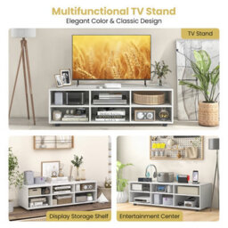 "Costway Tv Stand For Tvs Up To 55"" Wooden 6 Storage Compartments Tv Cabinet Table" - thumbnail 8
