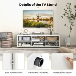 "Costway Tv Stand For Tvs Up To 55"" Wooden 6 Storage Compartments Tv Cabinet Table" - thumbnail 9