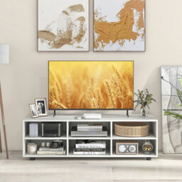 "Costway Tv Stand For Tvs Up To 55"" Wooden 6 Storage Compartments Tv Cabinet Table" - thumbnail 5