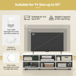"Costway Tv Stand For Tvs Up To 55"" Wooden 6 Storage Compartments Tv Cabinet Table" - thumbnail 6
