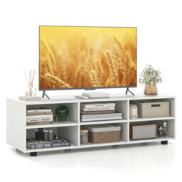 "Costway Tv Stand For Tvs Up To 55"" Wooden 6 Storage Compartments Tv Cabinet Table" - thumbnail 2