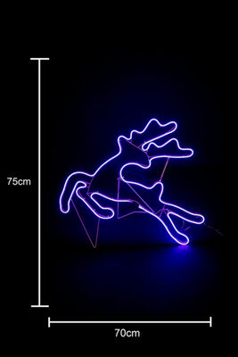 Shatchi Jumping Reindeer Neon Effect Rope Light Silhouette Double Side 90 Blue Leds Christmas Outdoor - image 1