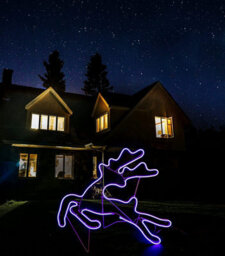 Shatchi Jumping Reindeer Neon Effect Rope Light Silhouette Double Side 90 Blue Leds Christmas Outdoor - thumbnail 2