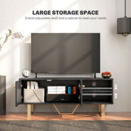 Homcom Tv Unit For Living Room, Tv Stand, Black Marble - thumbnail 5