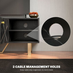 Homcom Tv Unit For Living Room, Tv Stand, Black Marble - thumbnail 6
