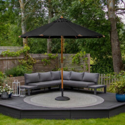Styx 3M Deluxe Wooden Parasol In Black - thumbnail 1