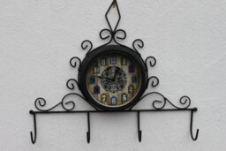 Garden Clock With Coat Hooks -For Outdoor Or Indoor Use. Clock Face Is 15Cms In Diameter. - thumbnail 3