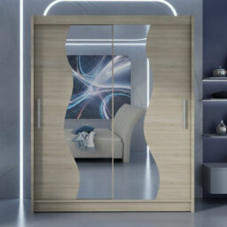 Westa S Sonoma Sliding Door Wardrobe With Mirror Shelves Hanging Rail Bedroom Clothes Storage Unit - thumbnail 2