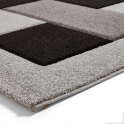 Grey Rug, 10mm Thick Stain-Resistant Rug, Bordered Geometric Rug, Chequered Bedroom, & Dining Room Rug -120Cm X 170Cm - thumbnail 6