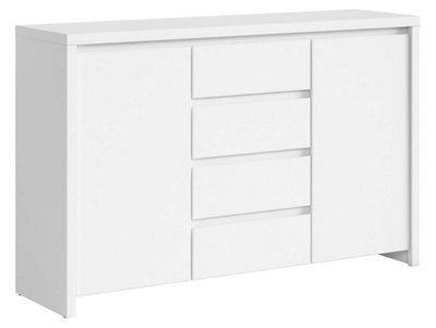 Arte Kaspian 144Cm Sideboard In White Matt, Modern 2 Door 4 Drawer Storage Cabinet - image 1