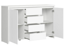 Arte Kaspian 144Cm Sideboard In White Matt, Modern 2 Door 4 Drawer Storage Cabinet - thumbnail 3