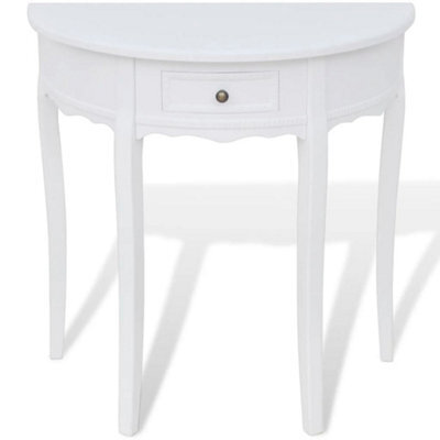 Berkfield Durable Console Table With Drawer Half-Round White - image 1