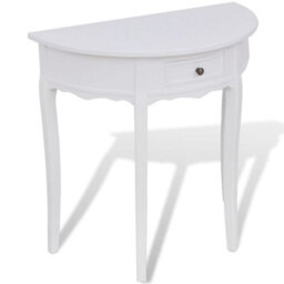 Berkfield Durable Console Table With Drawer Half-Round White - thumbnail 2