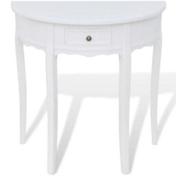Berkfield Durable Console Table With Drawer Half-Round White