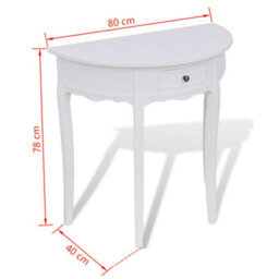 Berkfield Durable Console Table With Drawer Half-Round White - thumbnail 4
