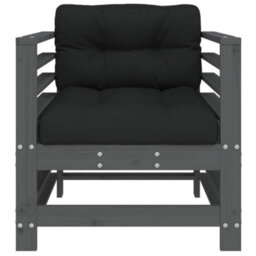 Berkfield Garden Chairs With Cushions 2 Pcs Grey Solid Wood Pine - thumbnail 4