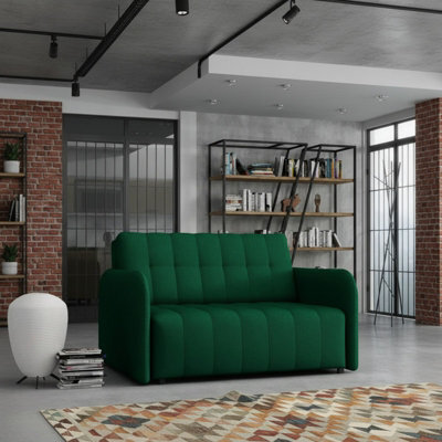 Viva Grand Ii Upholstered Sofa Bed With Wooden Legs Wooden Frame Bed Storage Freestanding Back 85X125X98Cm Green - image 1