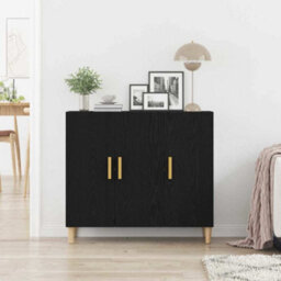 Walplus Sideboard Black 90 X 34 X 80 Cm Engineered Wood - thumbnail 4
