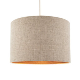 Happy Homewares Vintage Natural Linen Lamp Shade In Oatmeal With Wood Effect Inner - thumbnail 2