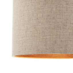 Happy Homewares Vintage Natural Linen Lamp Shade In Oatmeal With Wood Effect Inner - thumbnail 4