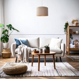 Happy Homewares Vintage Natural Linen Lamp Shade In Oatmeal With Wood Effect Inner - thumbnail 7