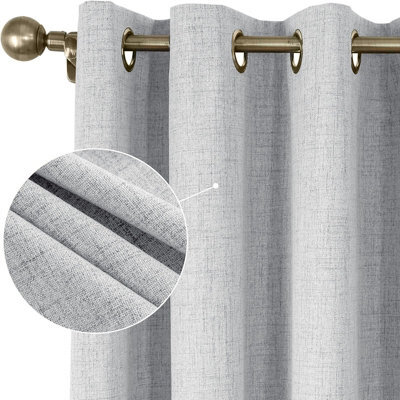 Moonlight Bedding Linen Texture 100%blackout Eyelet Curtain Pair Thermal Insulated Energy Efficient Curtains (Silver,66''x72'') - image 1