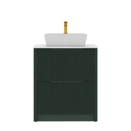 Royal Bathrooms Avenza 700mm Deep Moss Green Floor Standing Countertop Bathroom Vanity Unit 2 Drawer With Cube Basin - thumbnail 6
