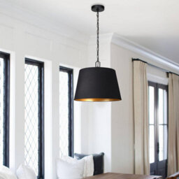 22Cm Black Inner Gold 3Pack Fabric Lampshade With A60 Led Bulb Modern Light Shade For Ceiling Pendant Table Lamps - thumbnail 5