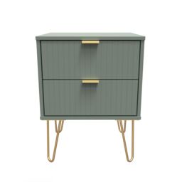 Moderna Ready Assembled Matt Green 2 Drawer Wide Bedside Chest (H)505mm (W)395mm (D)415mm - thumbnail 2