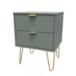 Moderna Ready Assembled Matt Green 2 Drawer Wide Bedside Chest (H)505mm (W)395mm (D)415mm - thumbnail 1