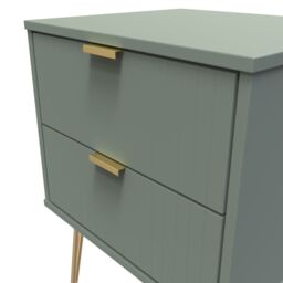 Moderna Ready Assembled Matt Green 2 Drawer Wide Bedside Chest (H)505mm (W)395mm (D)415mm - thumbnail 5