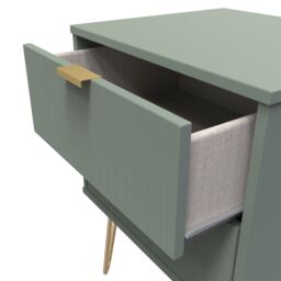 Moderna Ready Assembled Matt Green 2 Drawer Wide Bedside Chest (H)505mm (W)395mm (D)415mm - thumbnail 6