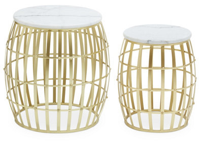 Orsina Jolie Set Of Two Round Table With White Marble And Gold Frame - image 1