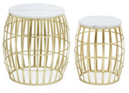 Orsina Jolie Set Of Two Round Table With White Marble And Gold Frame - thumbnail 1