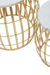 Orsina Jolie Set Of Two Round Table With White Marble And Gold Frame - thumbnail 5