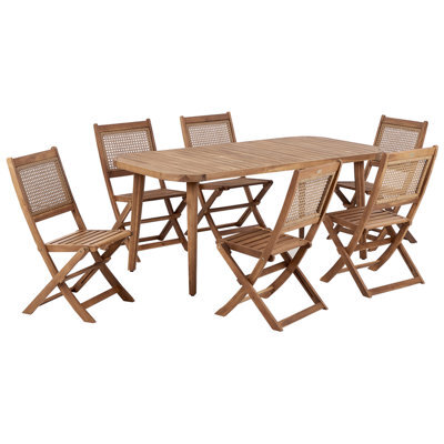Beliani Garden Dining Set 6 Seater Paraggi Certified Acacia Wood Natural - image 1