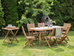 Beliani Garden Dining Set 6 Seater Paraggi Certified Acacia Wood Natural - thumbnail 2