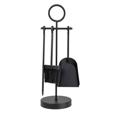 Jvl Alderley 3 Piece Fireplace Companion Set Fire Tools Stand Black - image 1