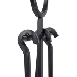 Jvl Alderley 3 Piece Fireplace Companion Set Fire Tools Stand Black - thumbnail 4
